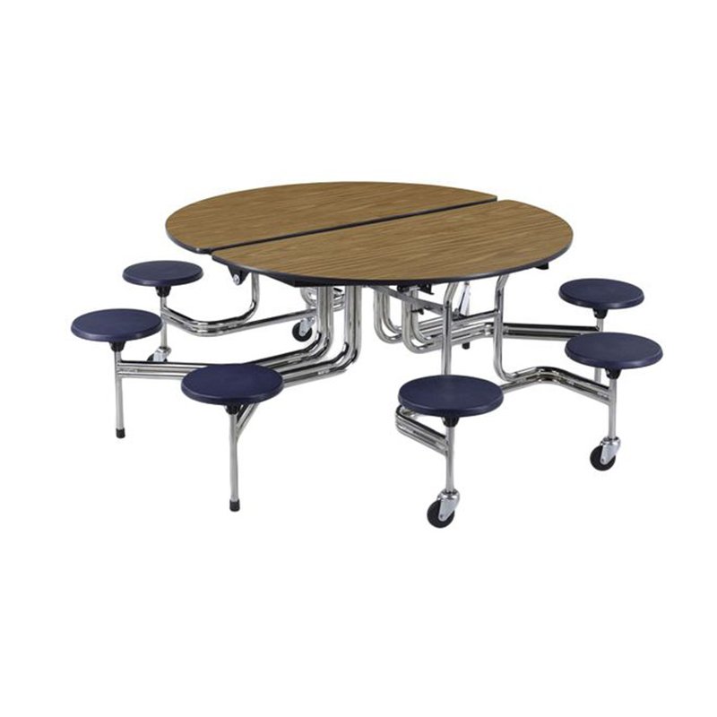 Cafeteria Folding Round Mobile Dining Table School Furniture Folding Table And Chair With Wheel Cafeteria Table With 8 Seats