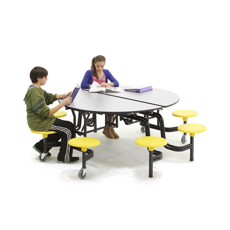 Cafeteria Folding Round Mobile Dining Table School Furniture Folding Table And Chair With Wheel Cafeteria Table With 8 Seats