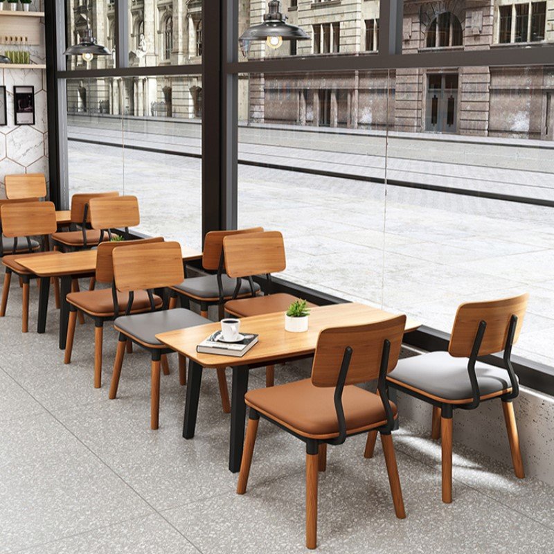 Wholesale Cheap Wooden Restaurant Set Comfortable Dining Room Furniture Home Use Cafes Coffee Dessert Shops Hotels Villas