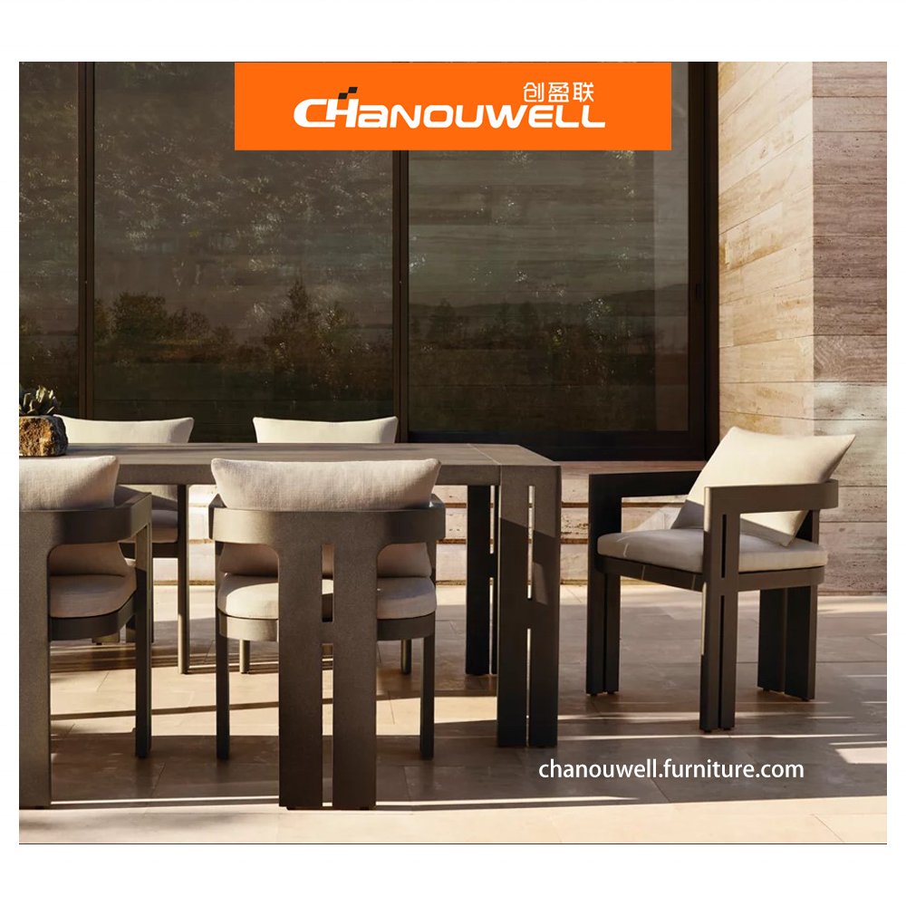 High-Quality Aluminum Dining Table for Outdoor Patio Waterproof Garden Furniture Weather-Resistant and Modern Design