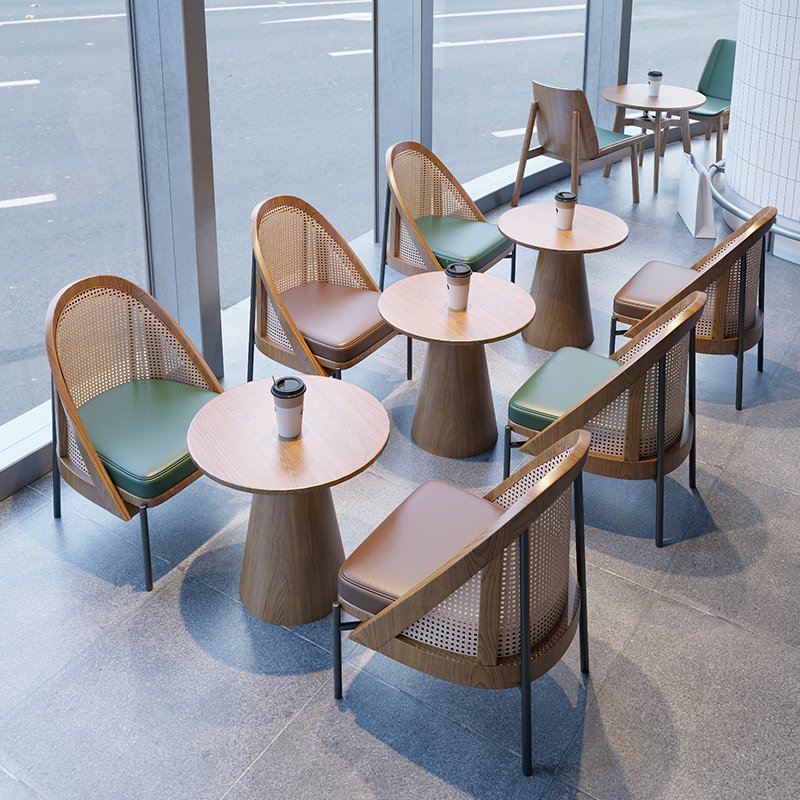 Nordic style milk tea cafe wooden table and chair set restaurant furniture wooden dining table and chair set coffee table set