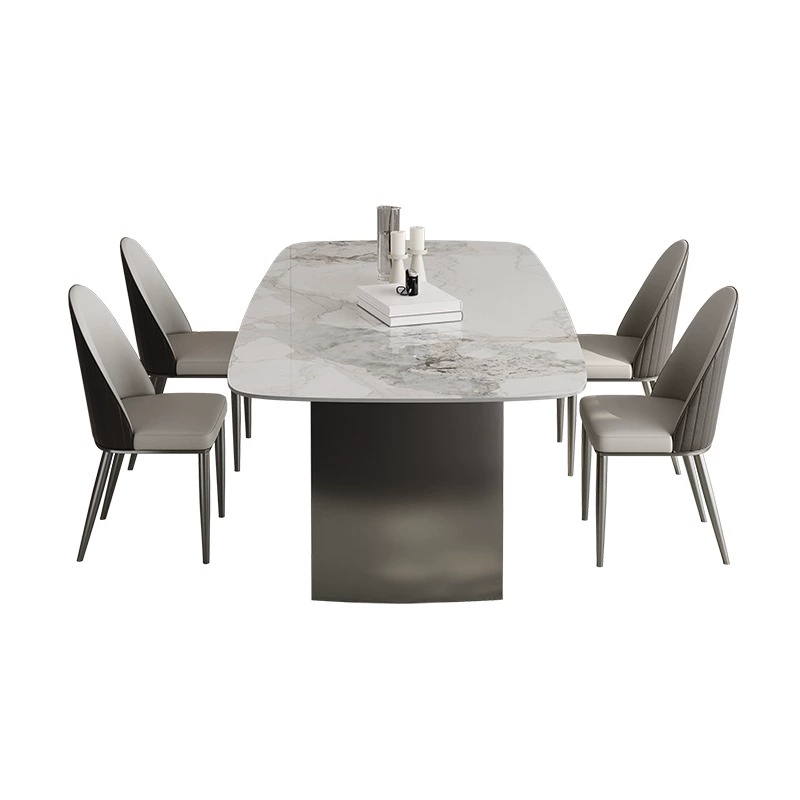 Light rock plate dining table rectangular modern simple dining table