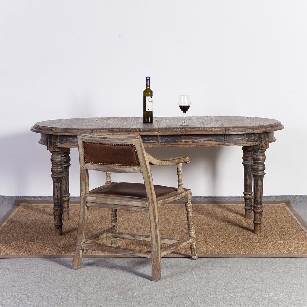 european style reclaimed rustic wooden dining table
