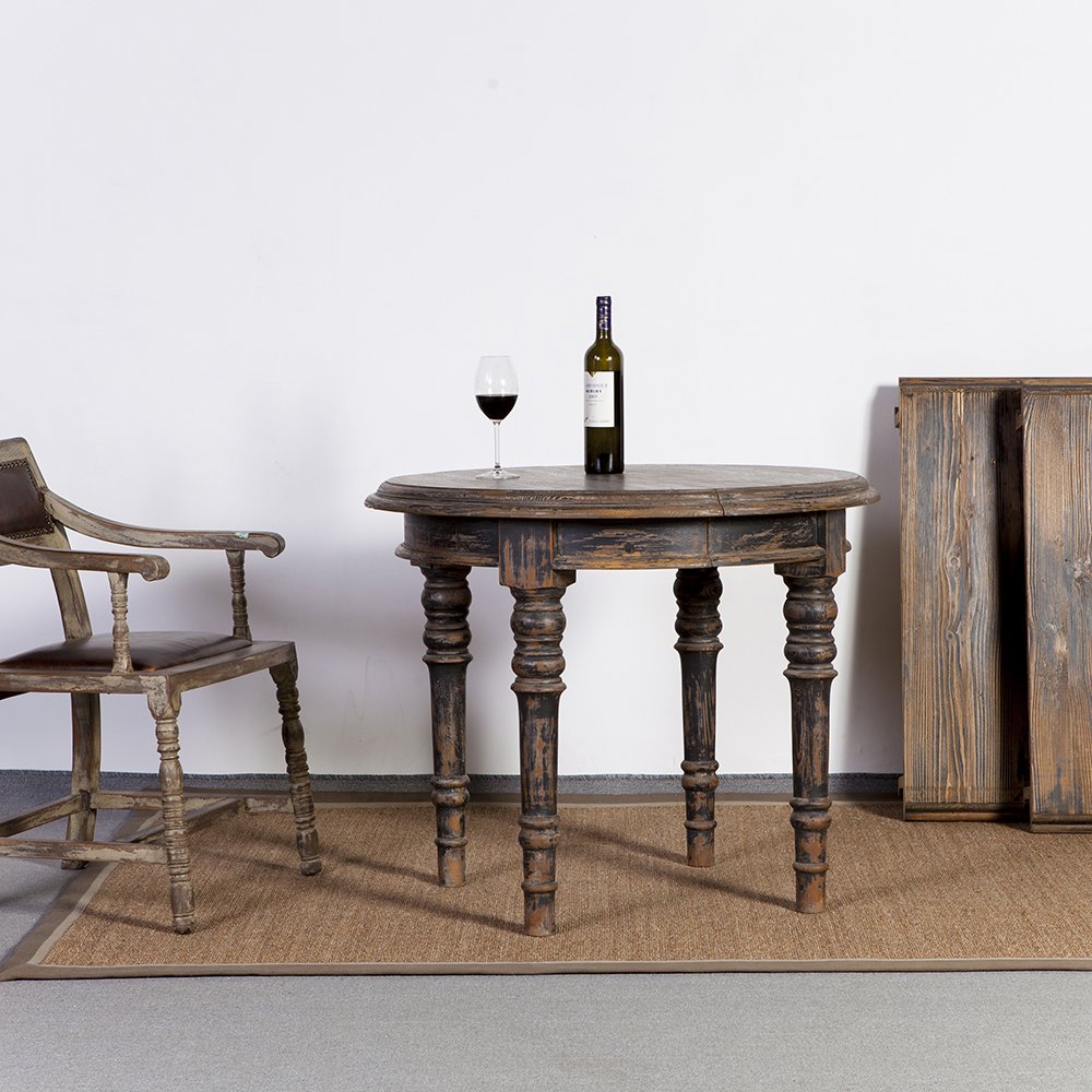 european style reclaimed rustic wooden dining table