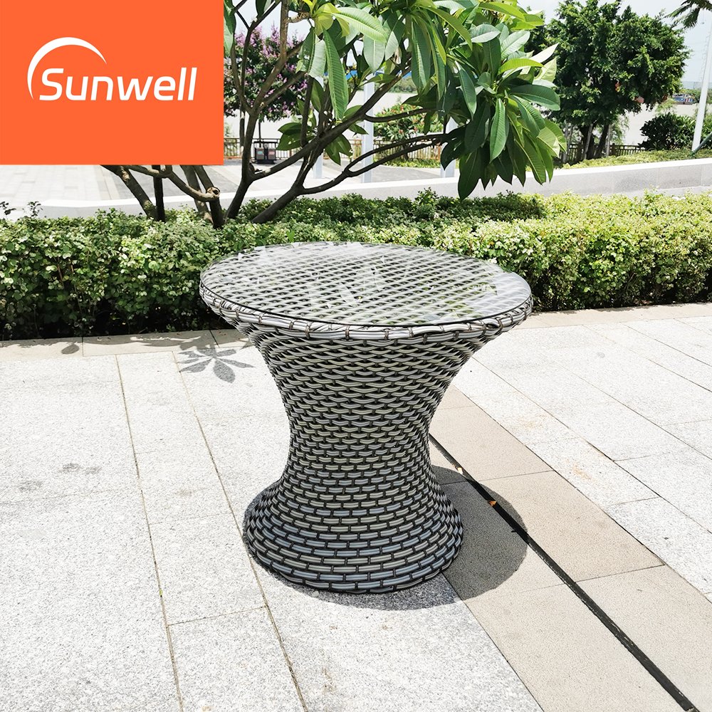 Wicker outdoor furniture rattan garden sets patio round dining table and chairs set for hotel used