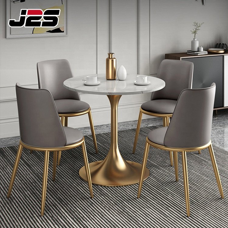 luxury modern restaurant metal leg dining table set 6 seater dining room chair set for home