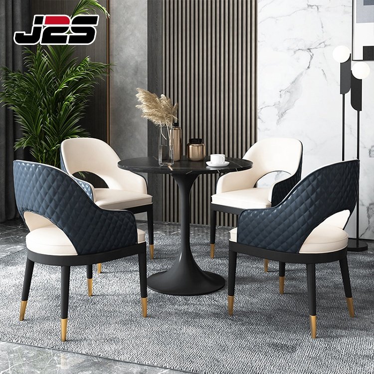 luxury modern restaurant metal leg dining table set 6 seater dining room chair set for home