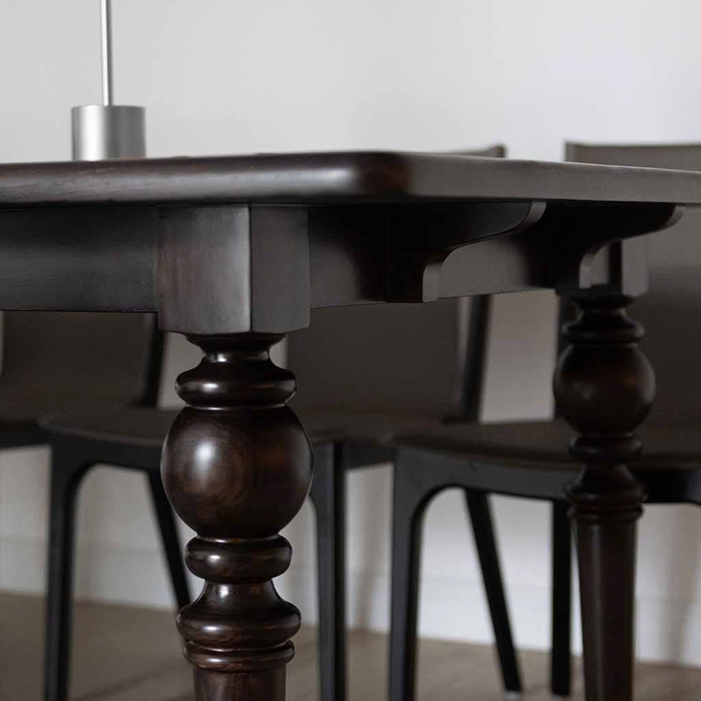 Luxury dining table made of ash wood painted with PU in walnut color, classic style