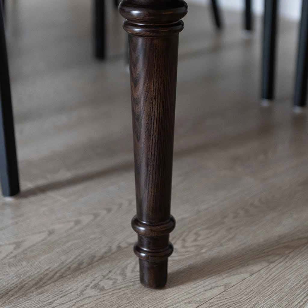 Luxury dining table made of ash wood painted with PU in walnut color, classic style