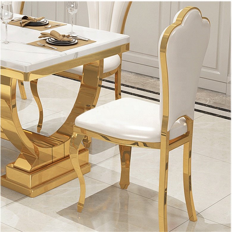 Modern luxury large marble top dinning room furniture dining tables set 6 8 seater dining tables and leather chairs sets