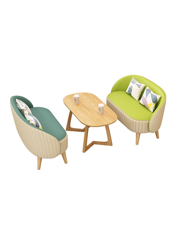 New listing net red milk tea bakery dessert shop tables and chairs colourful embossed line card seat sofa