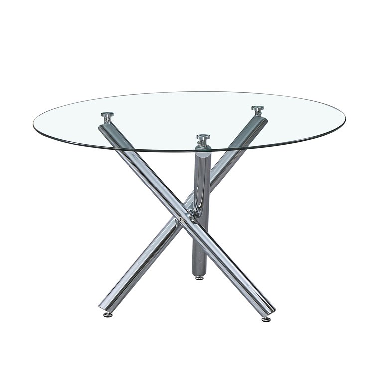 Factory price space saving living room furniture round tempered glass dining table
