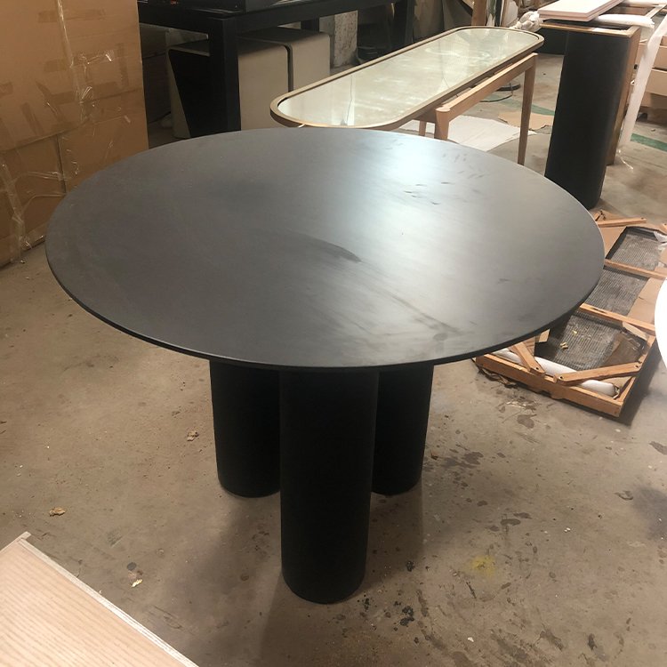 Contempo high quality modern dining room small reclaimed black solid wood round dining tables