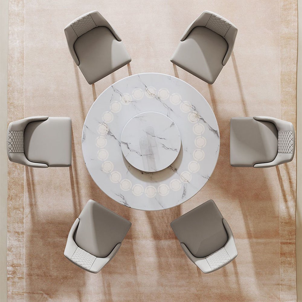 Luxury modern marble round stainless steel dining table and chair set 6 8 10 seater dinning tables chairs sets restaurant