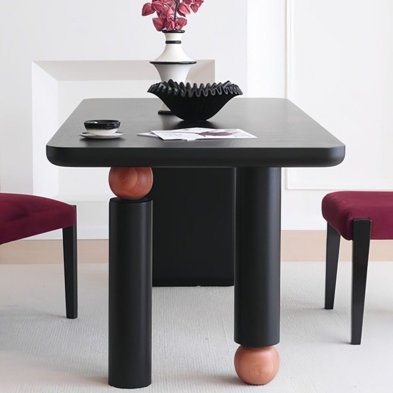 wabi sabi design plywood frame black dining table luxury dining table 6 chair for home
