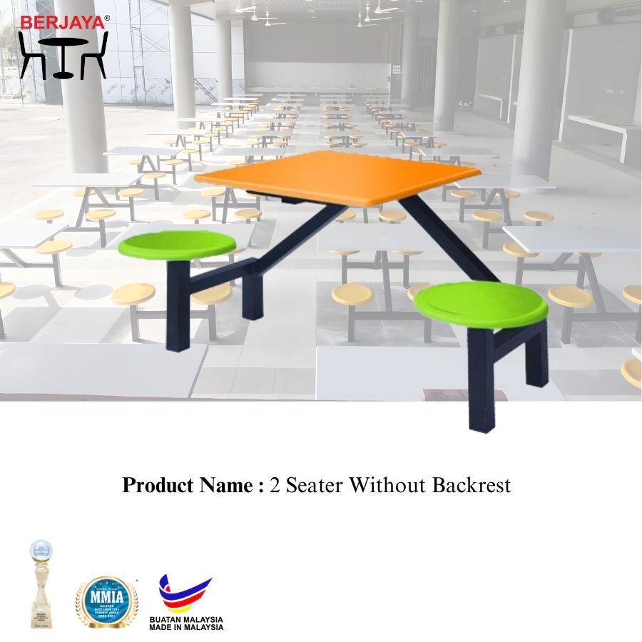 Modern 2-Seater Metal School Food Court Table Set Quality Guaranteed Restaurant Dining Furniture Back Rest Canteen Dining Area