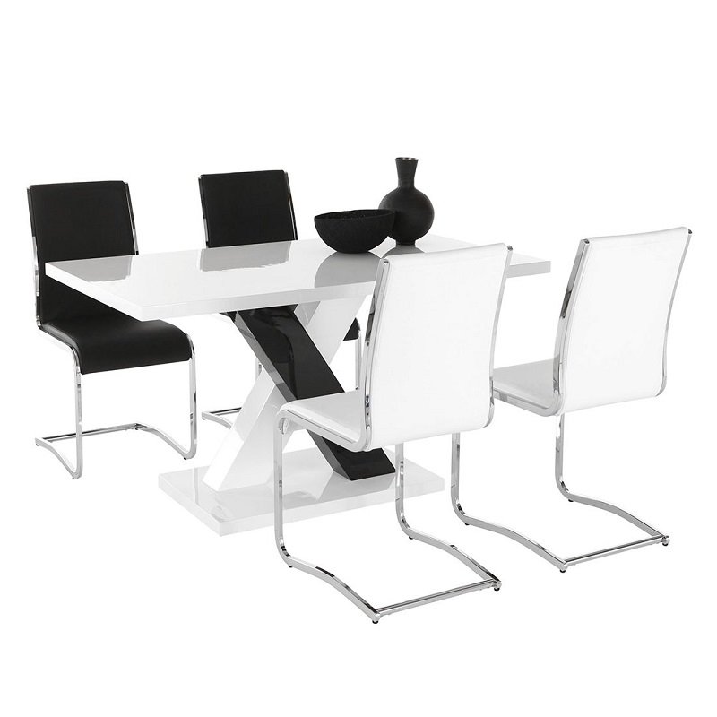 4 Seater Design Kitchen Furniture Solid MDF Wooden Dining Table Set with Dining Chairs
