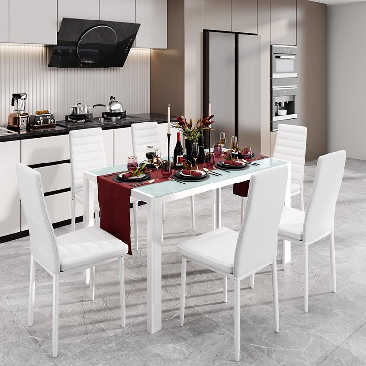 modern luxury dinning room furniture kitchen restaurant tables and 6 chairs sets glass dining table set with chair for 6 seater