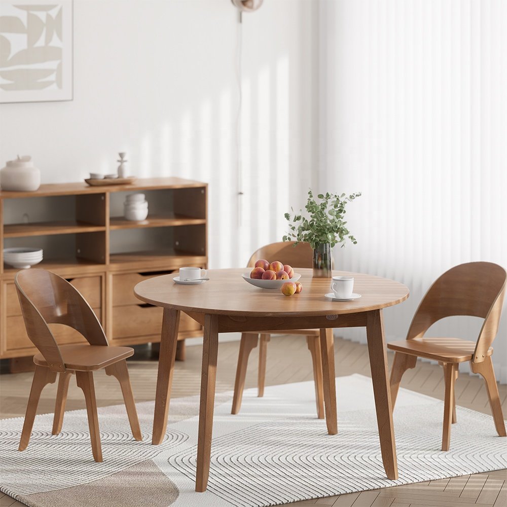 Only B2B Boori Modern Living Room Small Wooden Round Dining Table Set For Small Spaces