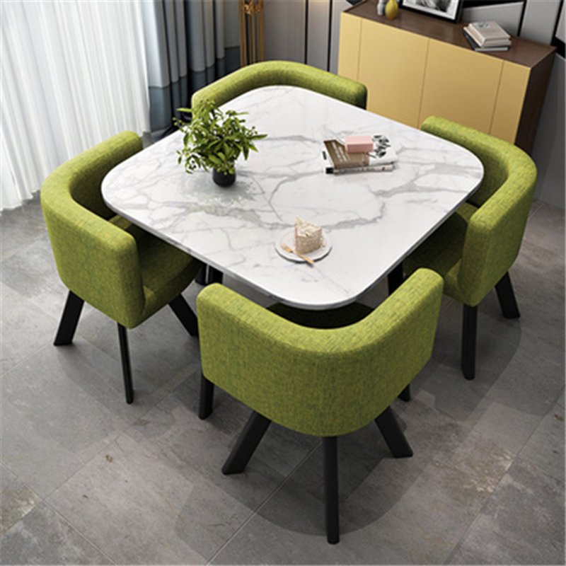 Hanyee Luxury Modern Square Shape Dining Table Set 4 Chairs MDF Leisure Coffee Tables for Home Kitchen & Villa Use