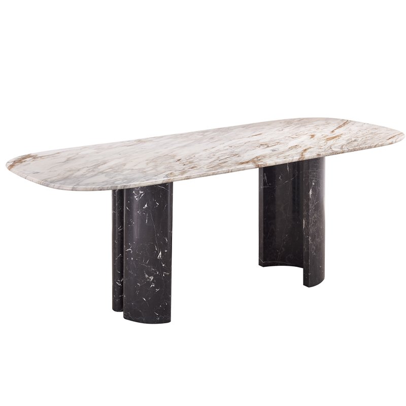 Luxury Modern Living Room Home Hotel Restaurant Furniture Set Round Square Marble Leg Stainless Dining Table