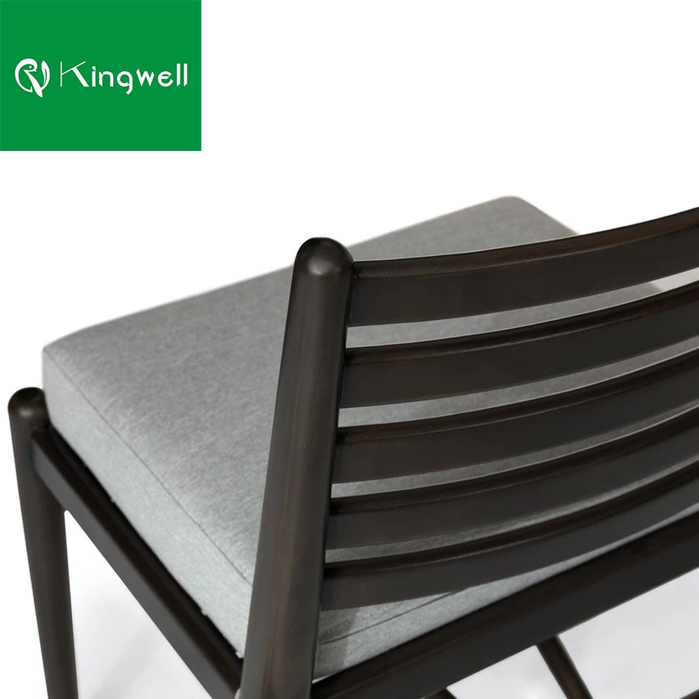 Modern All Weather Outdoor Aluminum Furniture Dinning Chair Set Garden Metal Dining Black Table And 6 Chairs Set With Cushions
