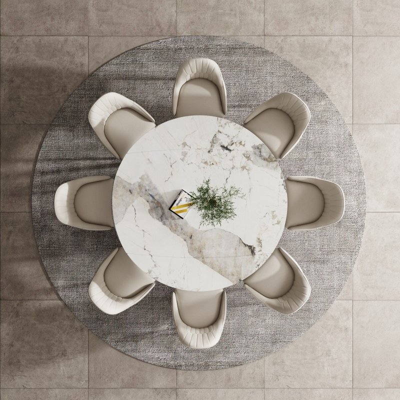 Luxury Modern Marble Texture Restaurant Home Furniture Dinning Table Set Dining Table And Chair Set