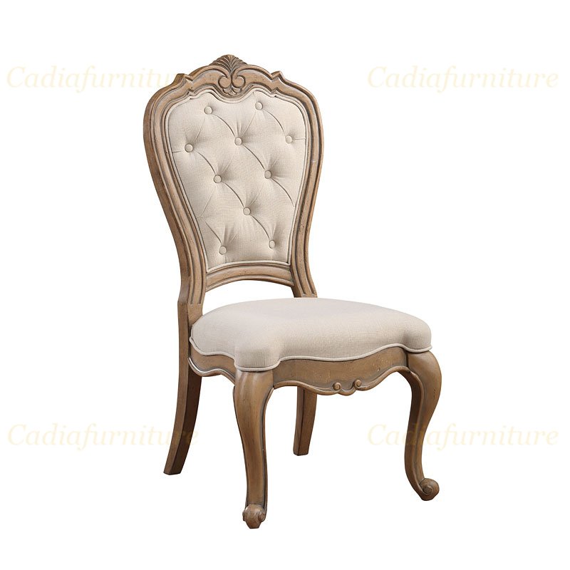 French Antique design solid wood dining room sets Rubber wood carved Rectangle table with chairs