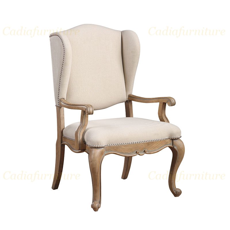 French Antique design solid wood dining room sets Rubber wood carved Rectangle table with chairs