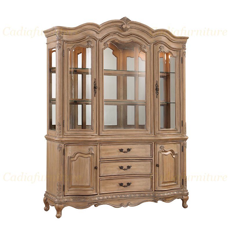 French Antique design solid wood dining room sets Rubber wood carved Rectangle table with chairs