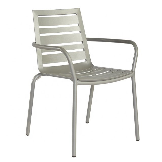 Modern Patio 3 Piece Plastic Wood Dining Set Furniture Outdoor Garden Cafe Aluminum Table and 2 Seater Chairs