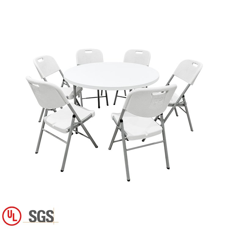 Good quality plastic folding table dining set 6 chairs modern preferential prices wedding party camping folding table