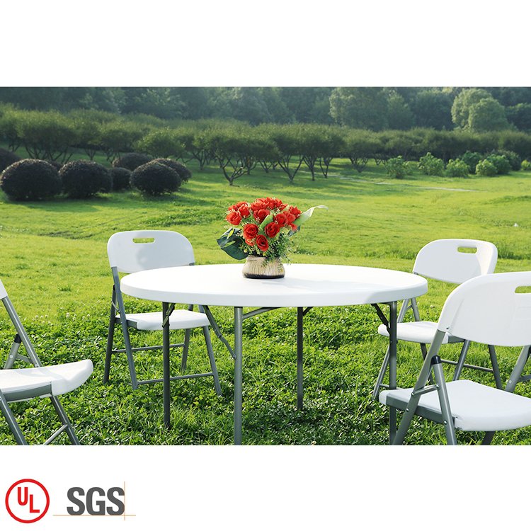 Good quality plastic folding table dining set 6 chairs modern preferential prices wedding party camping folding table