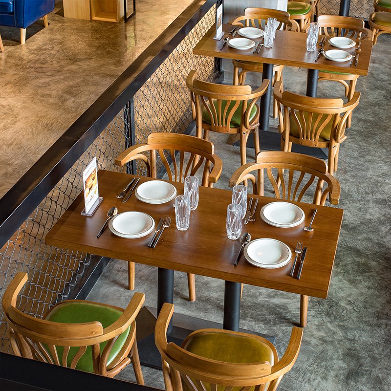 Modern Retro-Style Vintage Wooden Dining Table and Chair Set for American Restaurant Cafe Solid Wood round Chairs Set