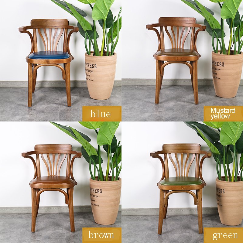 Modern Retro-Style Vintage Wooden Dining Table and Chair Set for American Restaurant Cafe Solid Wood round Chairs Set