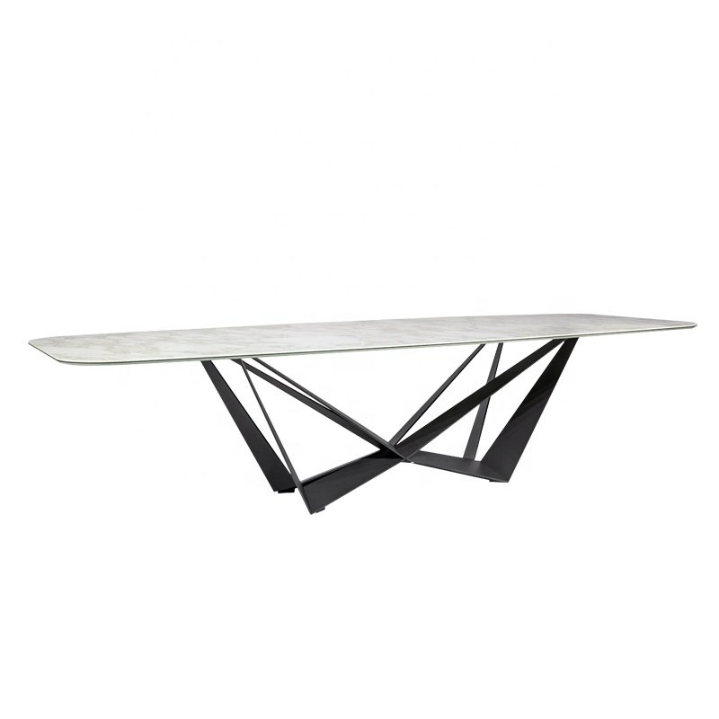 Modern light luxury marble iron rectangular household dining table dining table