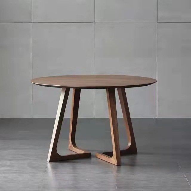 Solid Wood Dining Room Indoor Restaurant Furniture Round Dining Table Set