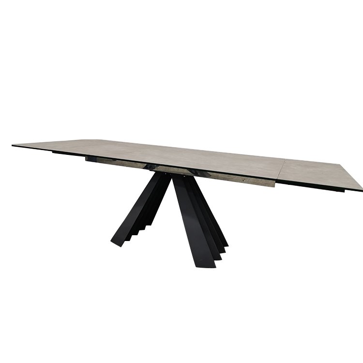 Italian designed minimalism furniture marble look new ceramic top dining table extendable