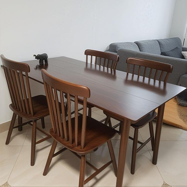 North American black Solid Walnut Wood Round Save space Dining Room Furniture dining table and chair set for 6 dining room table