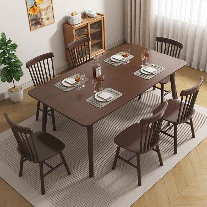 North American black Solid Walnut Wood Round Save space Dining Room Furniture dining table and chair set for 6 dining room table