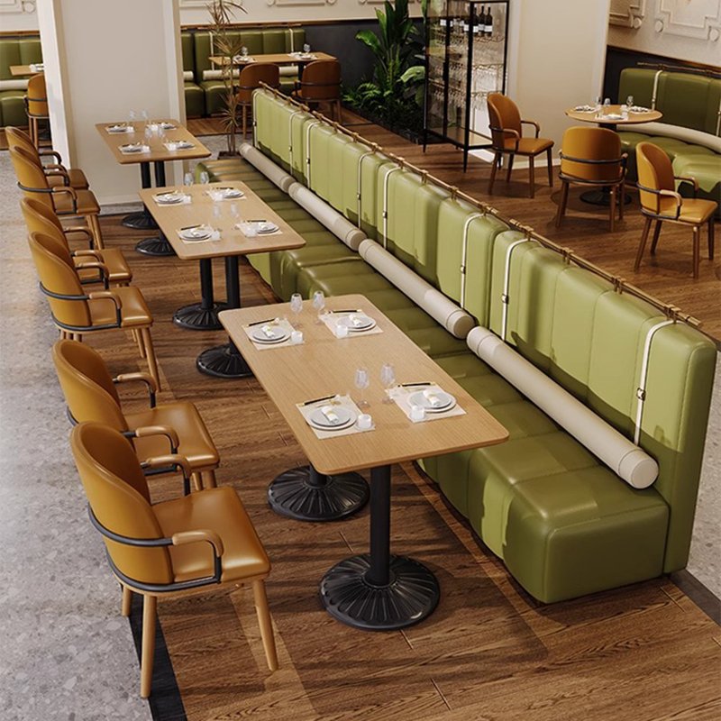 Modern Coffee Shop Commercial Furniture Metal Restaurant Booth Sofa Cafe Wood Frame Dinging Table And Chairs For Hotel