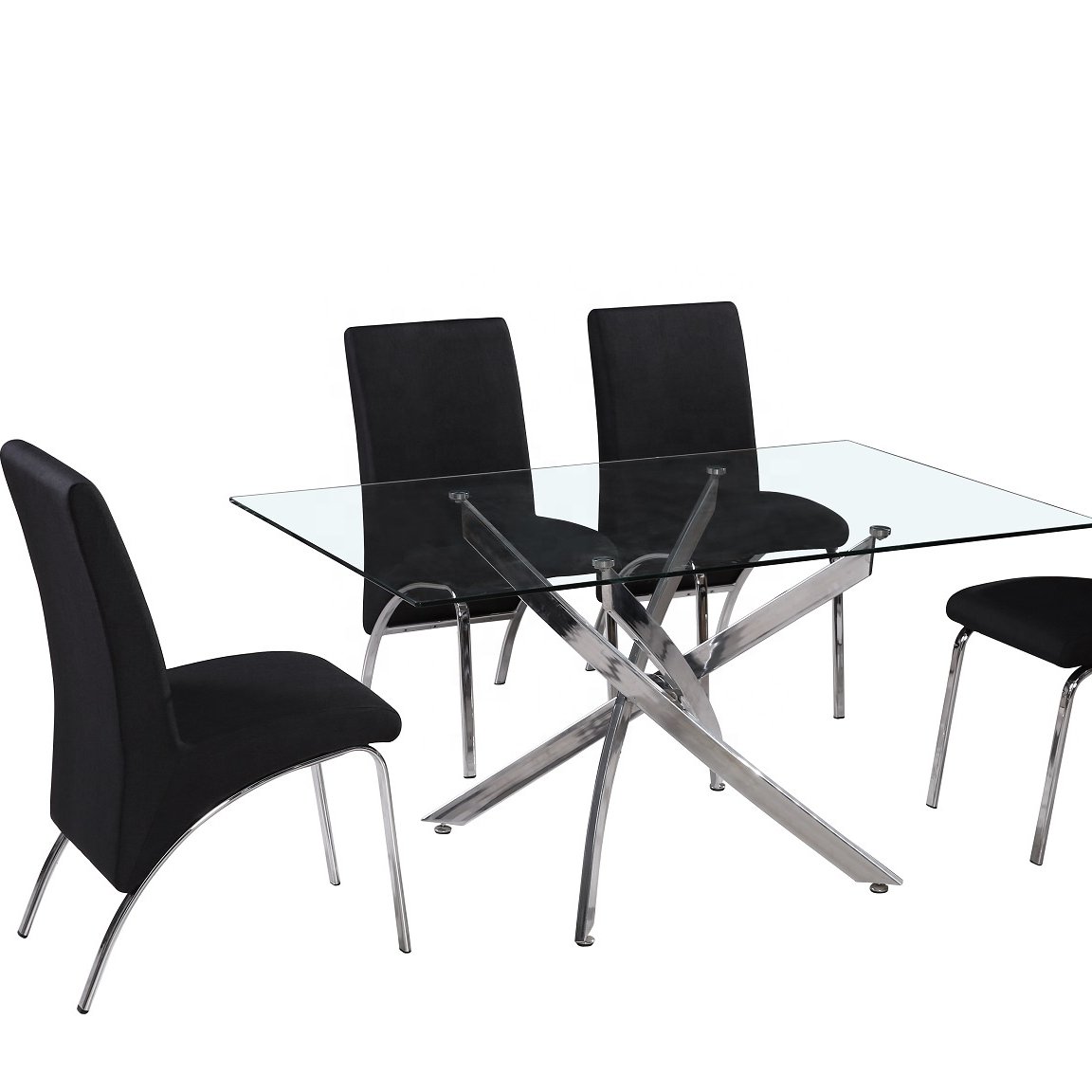 Wholesale High quality modern round glass dinning American dining set one table 4 chairs