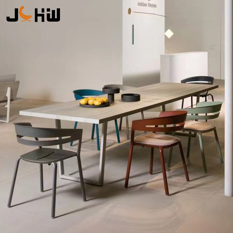 Factory Direct Sale Simple Aluminum Alloy Outdoor Furniture Restaurant Cafe Dining Table Patio Garden Chairs Set