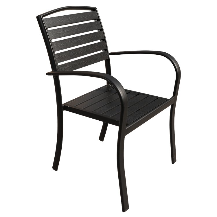 Wholesale Outdoor Dinning Table And Chair Plastic Wood Furniture Black Patio Dining Set