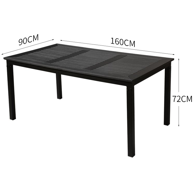 Wholesale Outdoor Dinning Table And Chair Plastic Wood Furniture Black Patio Dining Set