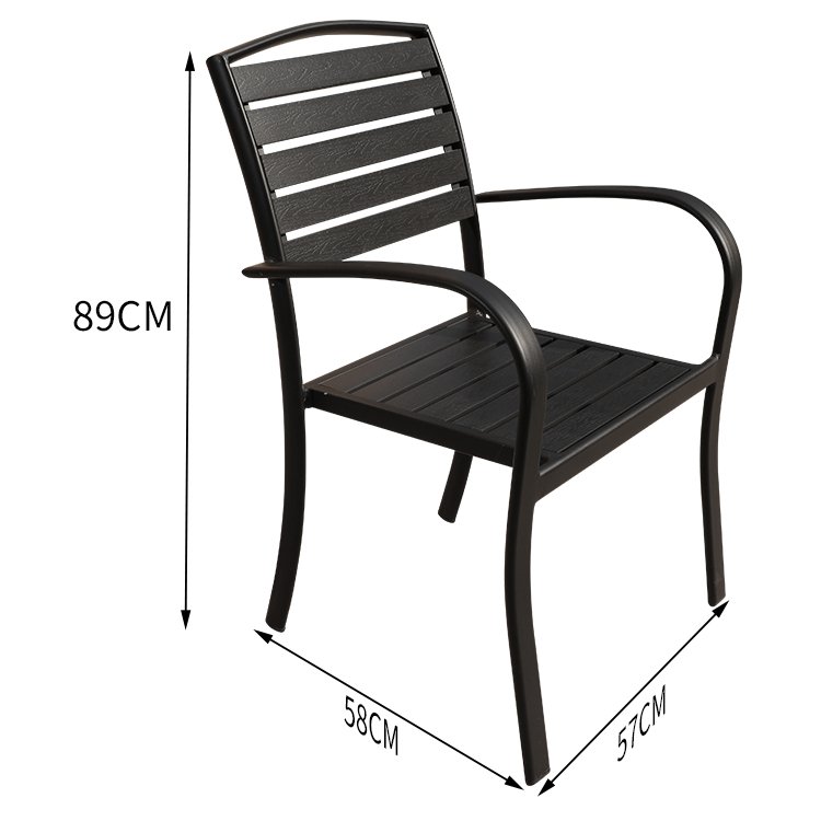 Wholesale Outdoor Dinning Table And Chair Plastic Wood Furniture Black Patio Dining Set