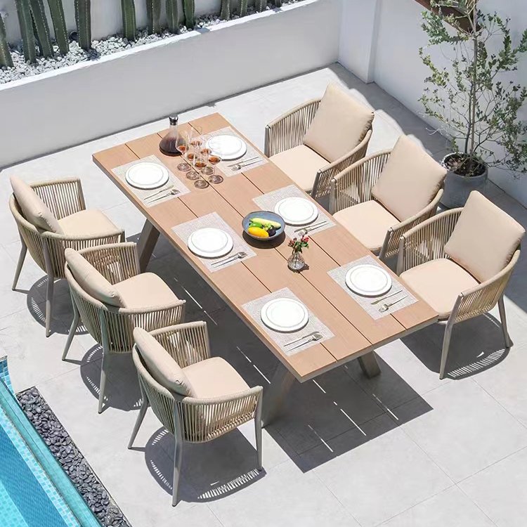 Outdoor Restaurant Furniture Dining Set Modern Durable Aluminum Garden Dining Table And Chairs