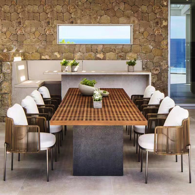 Outdoor Restaurant Furniture Dining Set Modern Durable Aluminum Garden Dining Table And Chairs