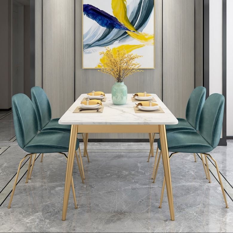 Nordic restaurant marble dining table home living room leisure iron table