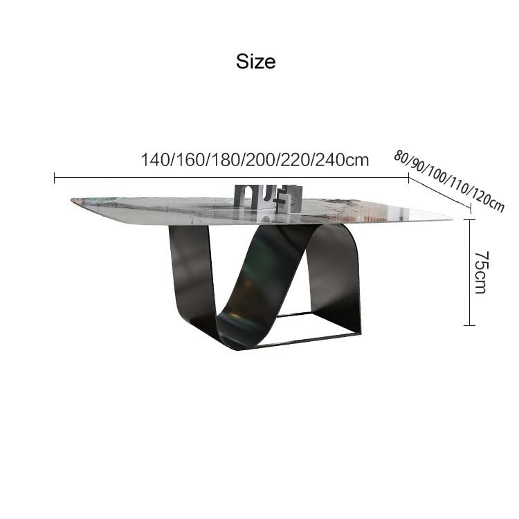 Italian rectangular luxury Marble top or stone bright slate new design home dining table and chair set furniture